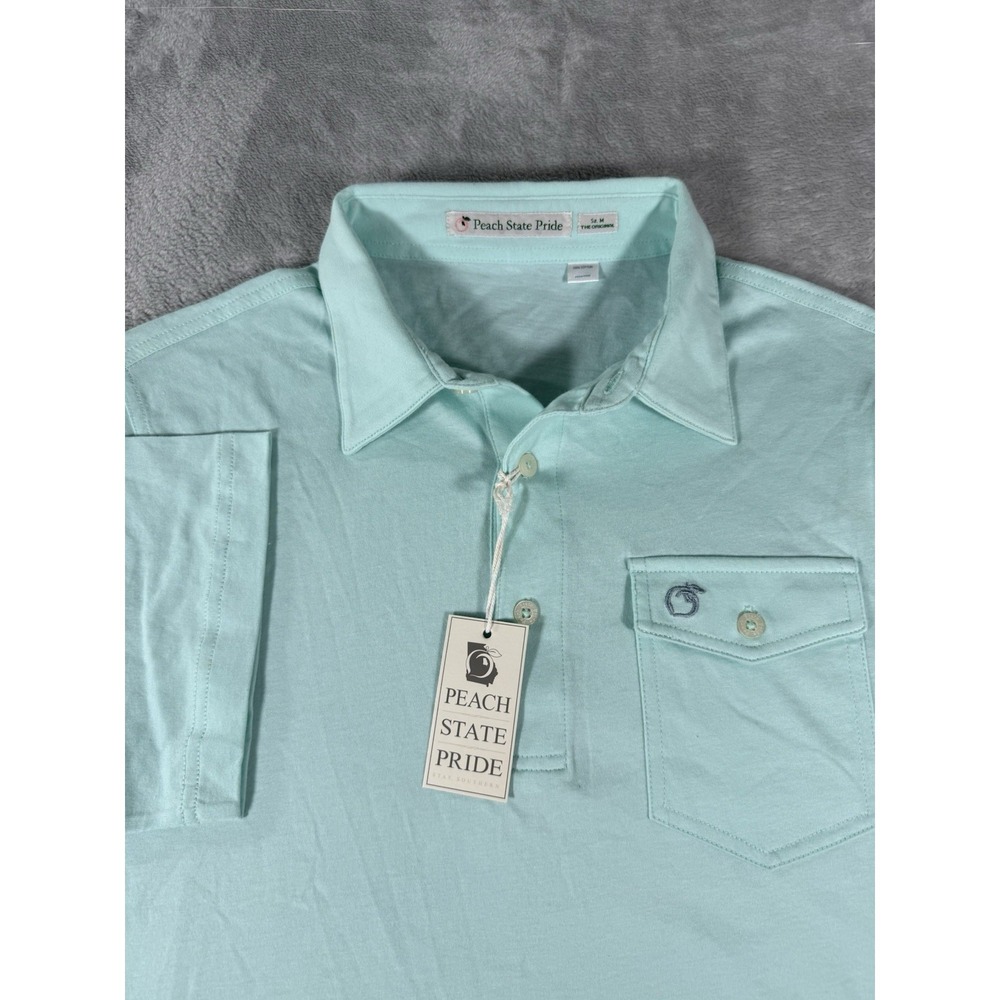 Peach State Pride Shirt Mens Medium Green Short Sleeve‎ Golf Polo Pocket NWT